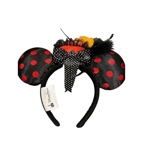 DISNEY PARKS DISNEYLAND CAMEO SILHOUETTE FEATHER POLKA DOTS MINNIE EARS - Picture 2 of 5